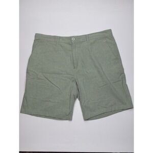 Free World Mens Chino Shorts Size 34 Sage Green Heathered Flat Front Casual